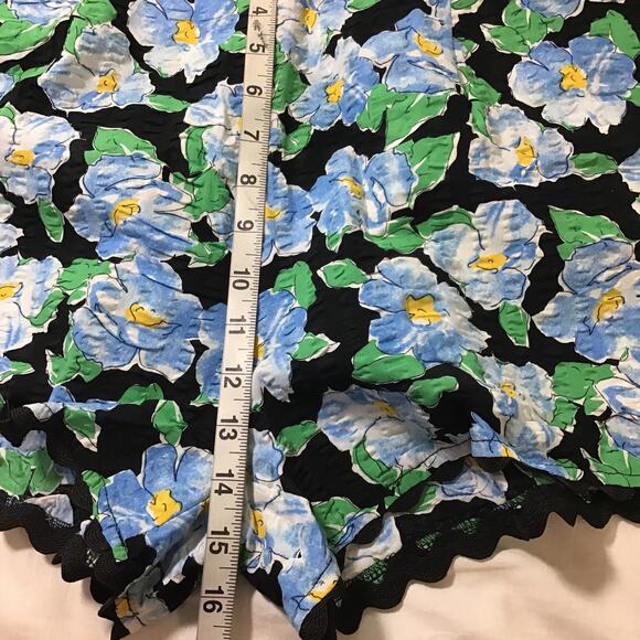 UNIQUE VINTAGE SZ XL 14 blue retro floral scalloped high waist shorts NWT B88 - Picture 4 of 7